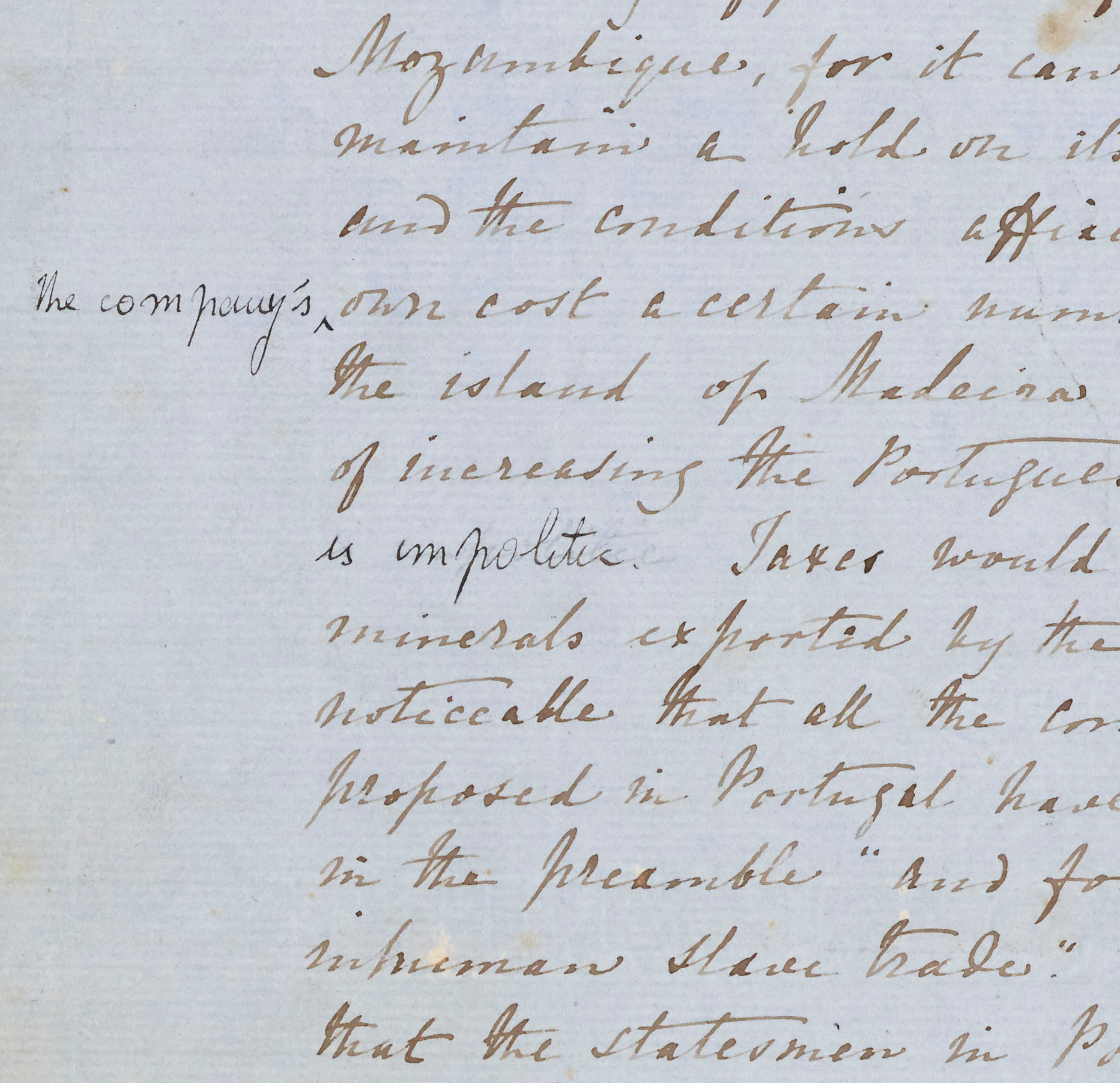 Image of a page segment from the Missionary Travels manuscript (Livingstone 1857dd:[252]), detail. Copyright National Library of Scotland. Creative Commons Share-alike 2.5 UK: Scotland (https://creativecommons.org/licenses/by-nc-sa/2.5/scotland/).