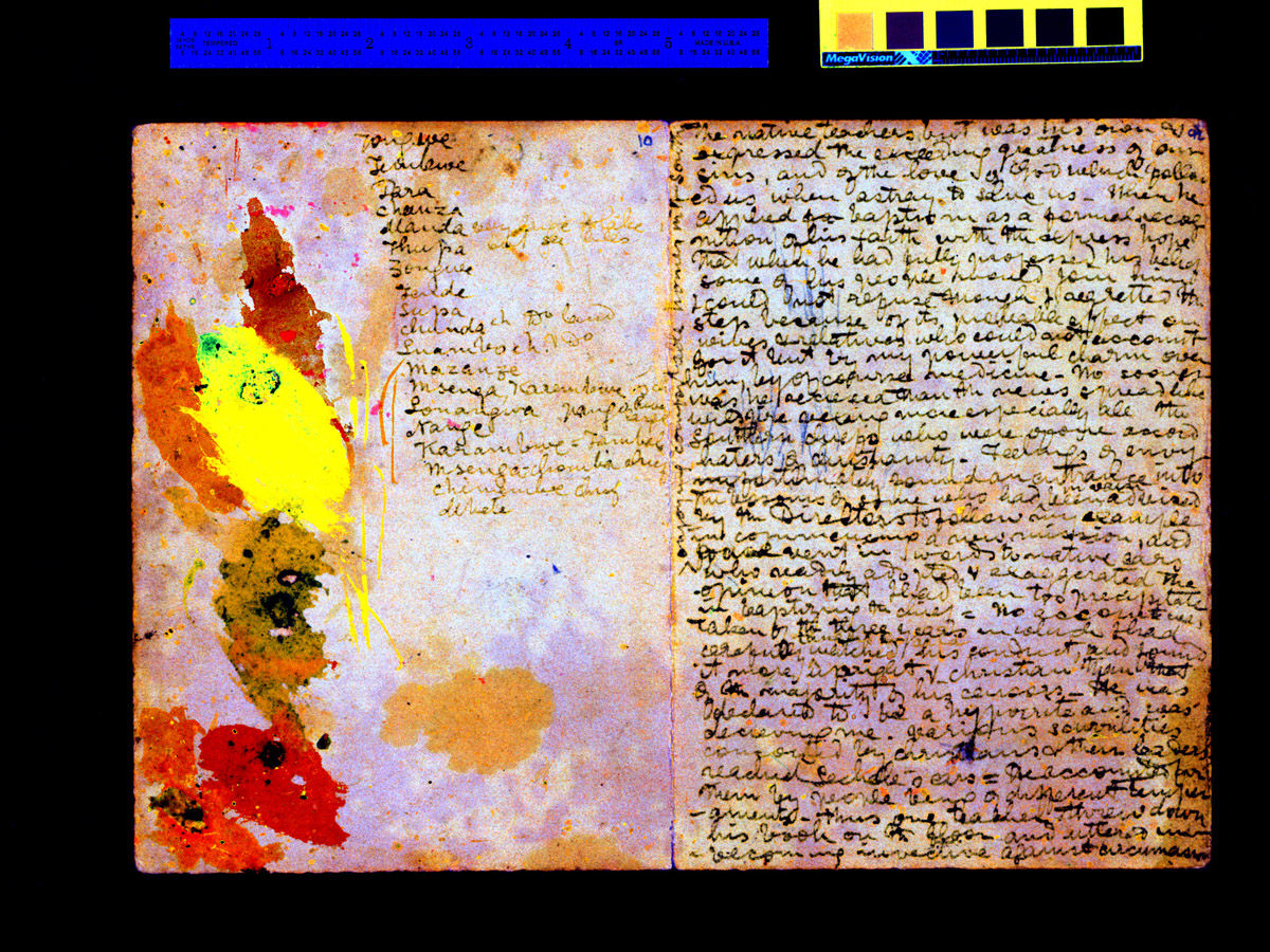 A processed spectral image of a two-page spread from the 10 March 1870 'Retrospect' (Livingstone 1870a:[3]). Copyright National Library of Scotland. Creative Commons Attribution-NonCommercial 3.0 Unported (https://creativecommons.org/licenses/by-nc/3.0/).