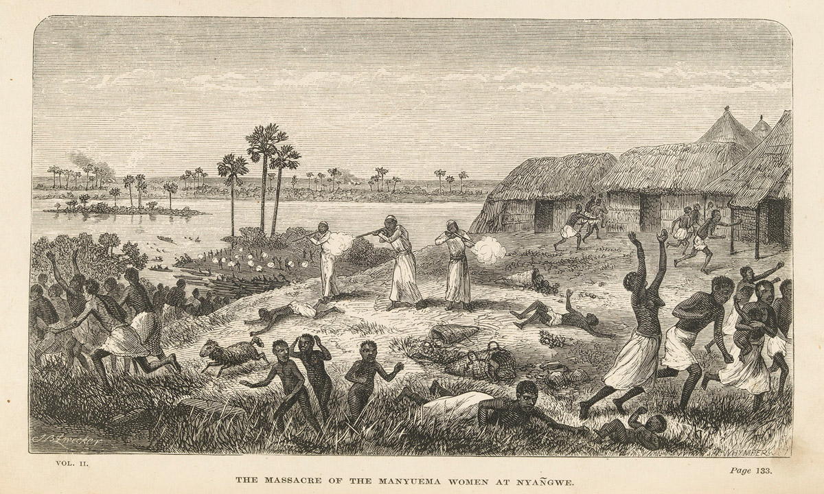 The Massacre of the Manyuema Women at Nyangwe. Illustration from Livingstone 1874,2:opposite 133. Courtesy of Edinburgh University Library