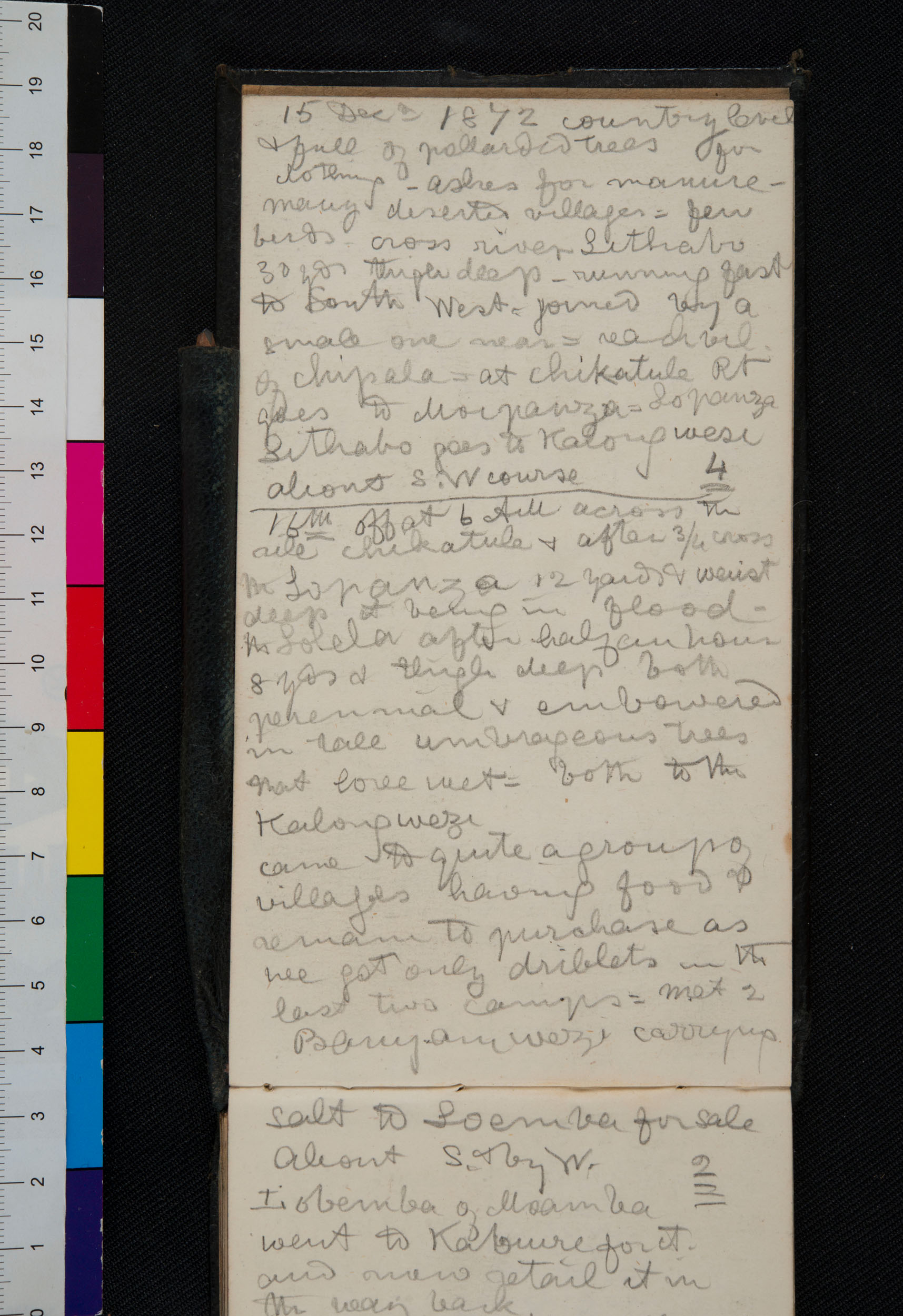 An image of a page of Field Diary XVI (Livingstone 1872h:[18]). Copyright David Livingstone Centre. Creative Commons Attribution-NonCommercial 3.0 Unported (https://creativecommons.org/licenses/by-nc/3.0/).