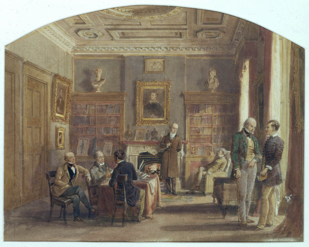 Lord Byron and Sir Walter Scott at No. 50 Albemarle Street, 1815. Painting by L. Werner (c.1850). Copyright John R. Murray. Creative Commons Attribution-NonCommercial 3.0 Unported (https://creativecommons.org/licenses/by-nc/3.0/).