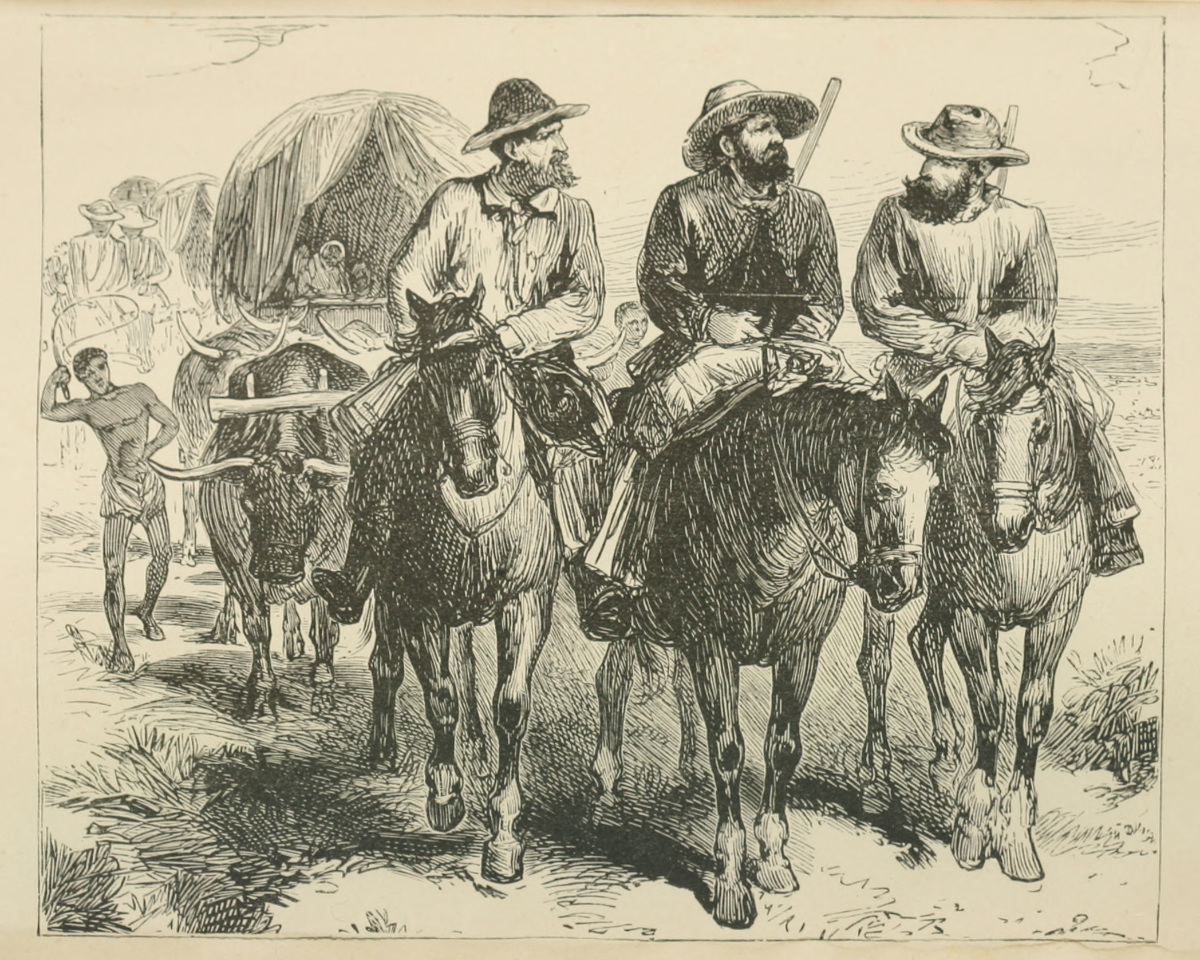 The Vee Boers. Illustration from Mayne Reid, The Vee-Boers: A Tale of Adventure in Southern Africa (London: George Routledge and Sons, 1885), frontispiece. Courtesy of the Internet Archive (https://archive.org/details/veeboerstaleofad00reid).