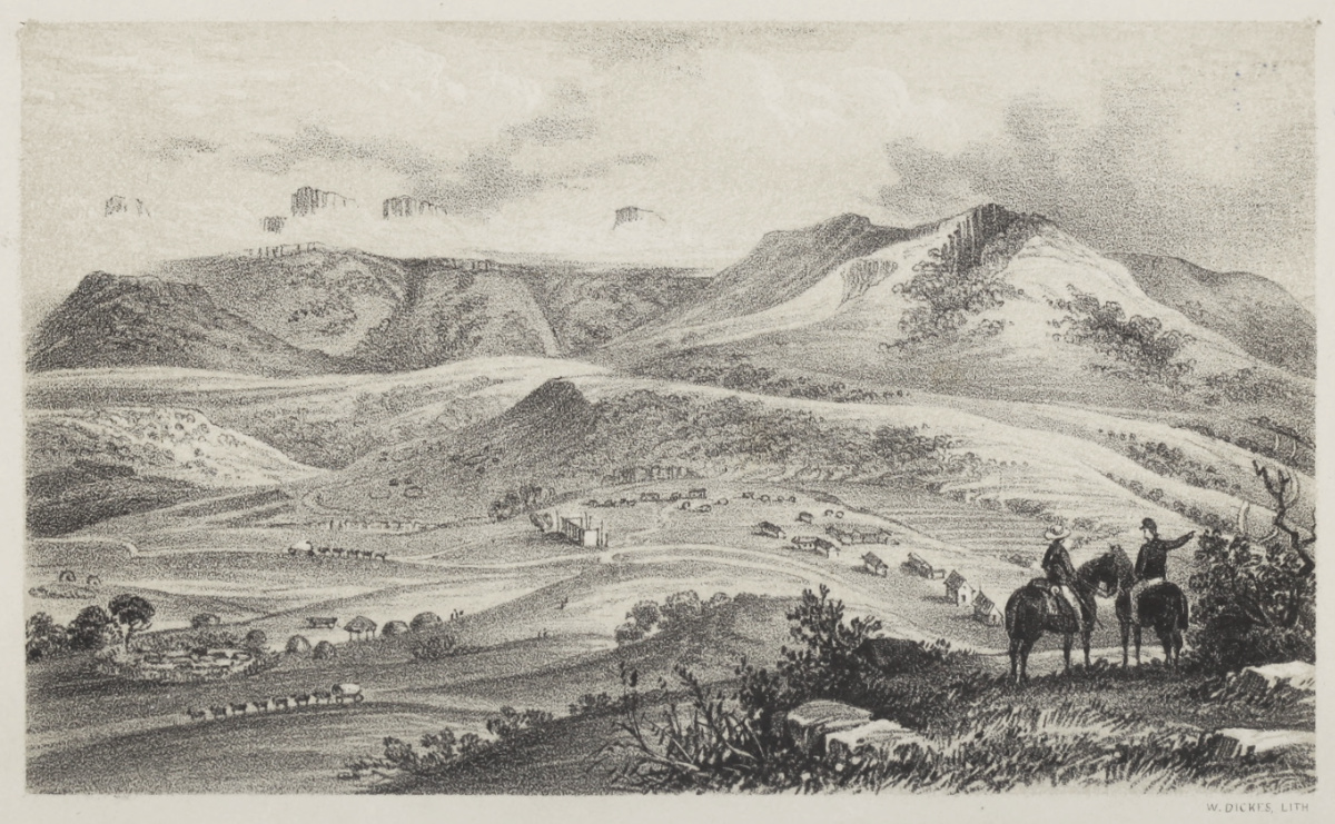 Philipton, Kat River Settlement, South Africa. Illustration from J. J. Freeman, A Tour in South Africa, with Notices of Natal, Mauritius, Madagascar, Ceylon, Egypt, and Palestine (London: John Snow, 1851), frontispiece. Courtesy of the Internet Archive (https://archive.org/details/tourinsouthafric00free).