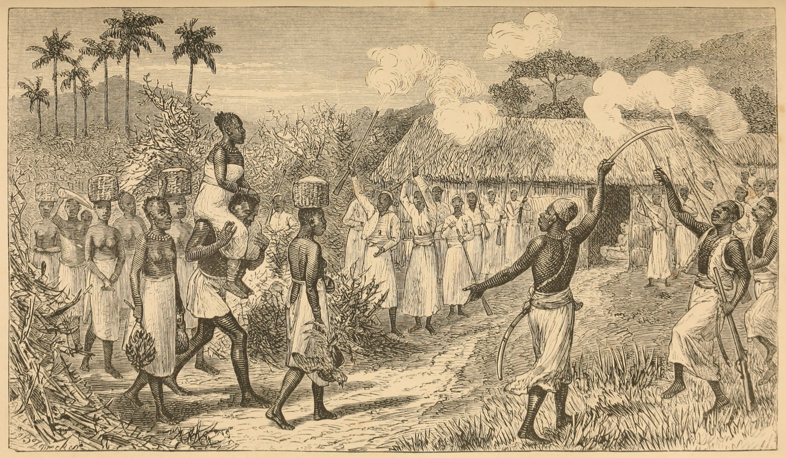 The Arrival of Hamees' Bride. Illustration from the Last Journals (Livingstone 1874,1:opposite 232). Courtesy of Internet Archive