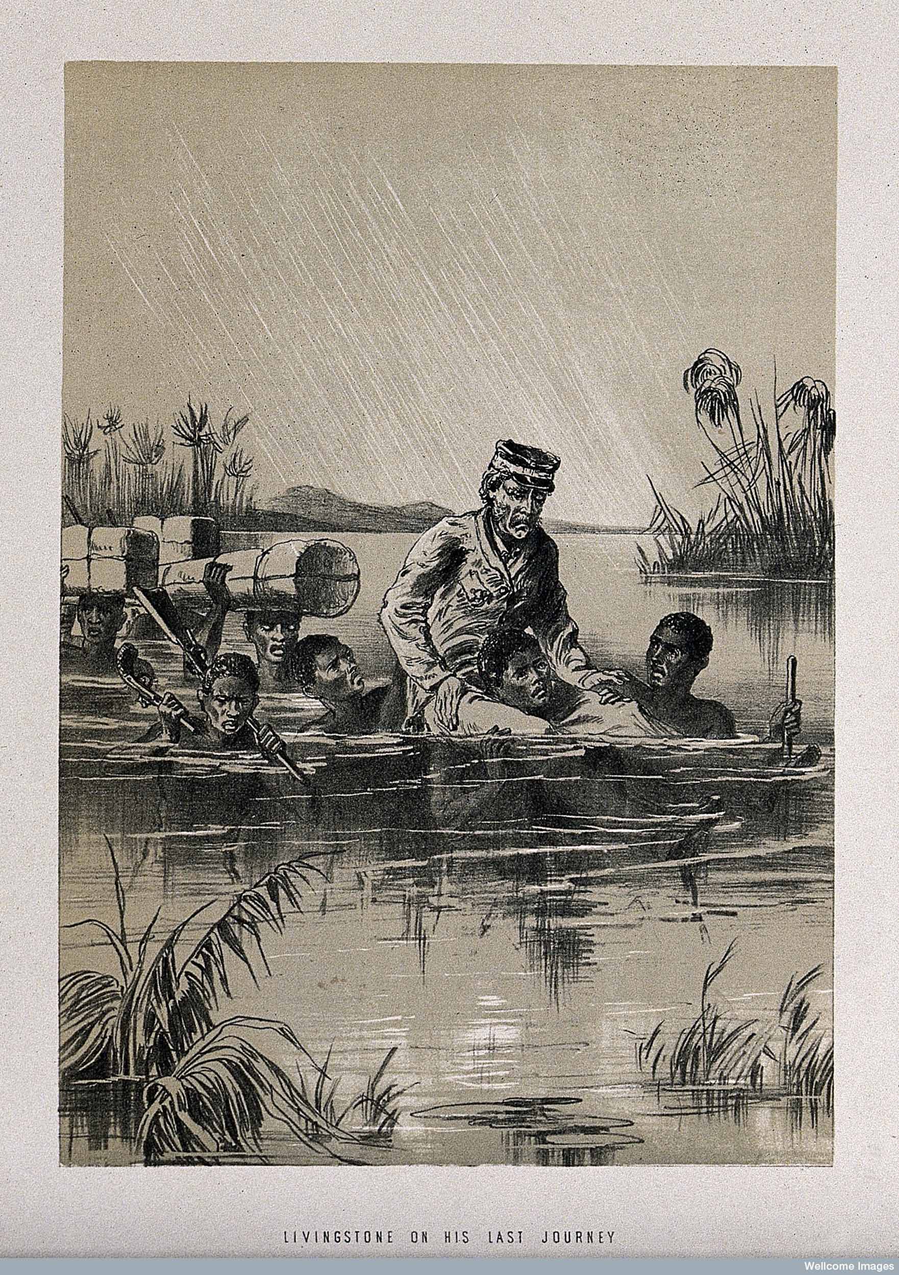 Livingstone on his last journey.. Copyright Wellcome Library, London. Creative Commons Attribution 4.0 International (https://creativecommons.org/licenses/by/4.0/).