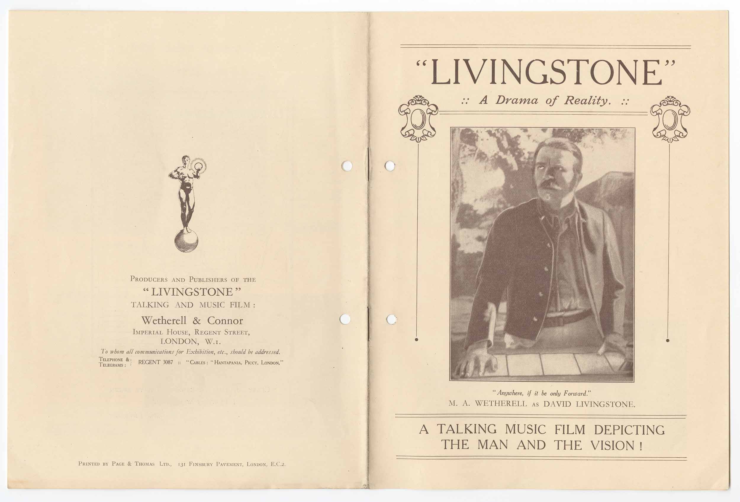 Promotional Booklet for Livingstone: A Drama of Reality (Film), 1925, by Hero Films Ltd. Copyright National Library of Scotland. Creative Commons Share-alike 2.5 UK: Scotland (https://creativecommons.org/licenses/by-nc-sa/2.5/scotland/).