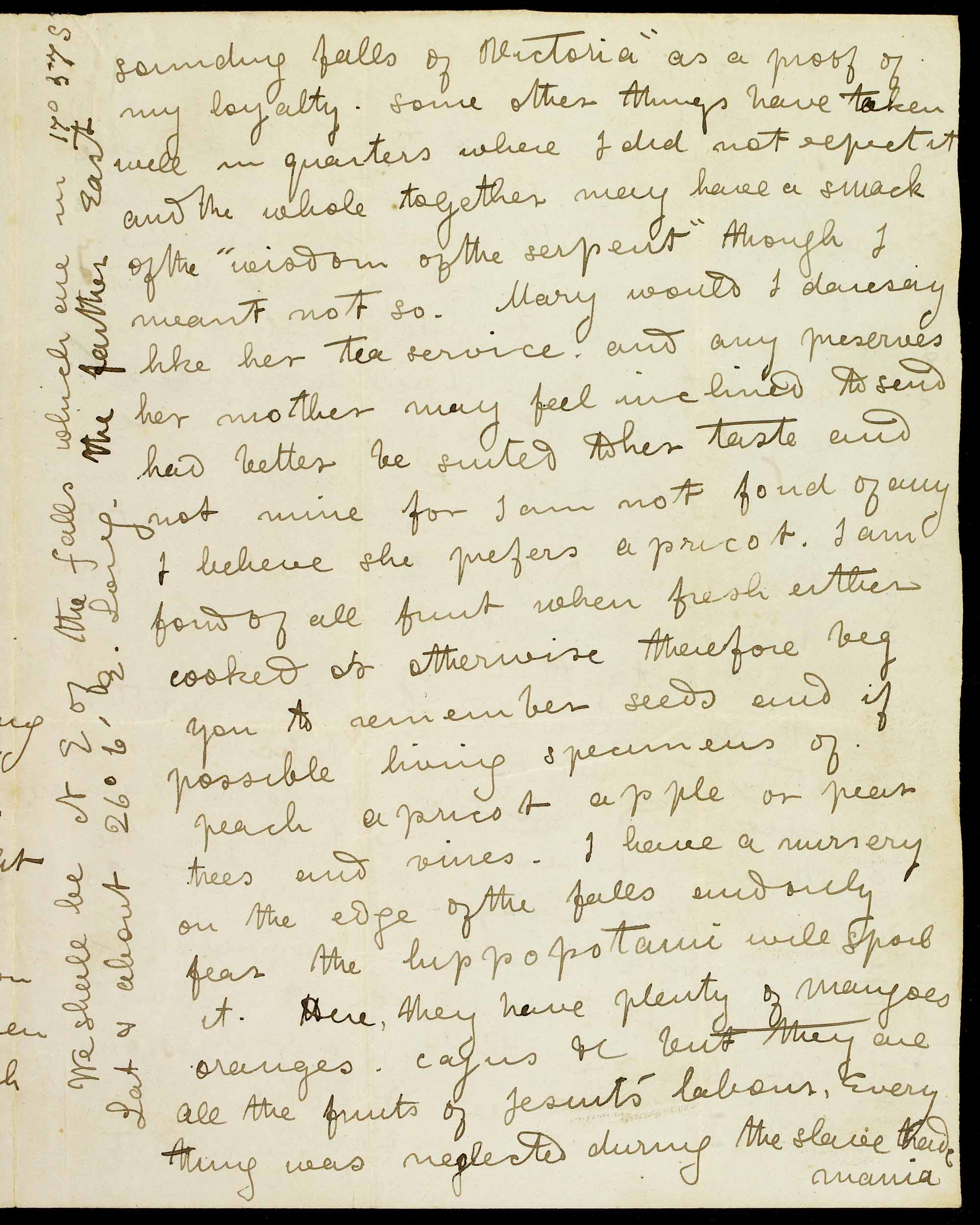 Letter to Robert Moffat 1, [2 March 1856?].  Moffat was commissioned by the London Missionary Society in 1816 and sent to South Africa. SOAS Library, University of London. Copyright Council for World Mission and Dr. Neil Imray Livingstone Wilson, as relevant. Used by permission for private study, educational or research purposes only. Please contact SOAS Archives & Special Collections on docenquiry@soas.ac.uk for permission to use this material for any other purpose.