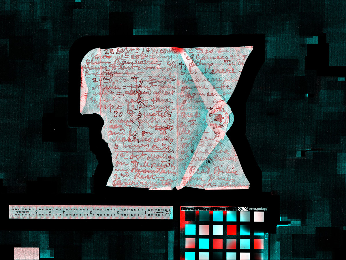 A processed spectral image of two pages of the 1871 Field Diary (Livingstone 1871l:[1]-[2] pseudo_v1). Copyright David Livingstone Centre, Blantyre. As relevant, copyright Dr. Neil Imray Livingstone Wilson. Creative Commons Attribution-NonCommercial 3.0 Unported (https://creativecommons.org/licenses/by-nc/3.0/).