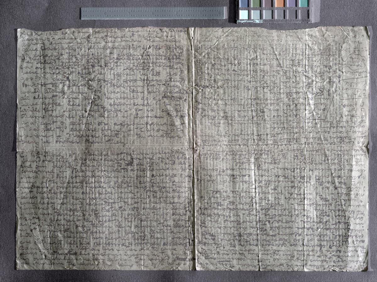 A processed spectral image of three pages of the 1870 Field Diary (Livingstone 1871e:XCIX, C, CI color_raking). Copyright National Library of Scotland. Creative Commons Attribution-NonCommercial 3.0 Unported (https://creativecommons.org/licenses/by-nc/3.0/).