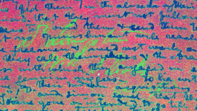 A processed spectral image of a page from the 1870 Field Diary (Livingstone 1870h:XVII PCA_pseudo_34), detail. Copyright David Livingstone Centre. Creative Commons Attribution-NonCommercial 3.0 Unported (https://creativecommons.org/licenses/by-nc/3.0/).