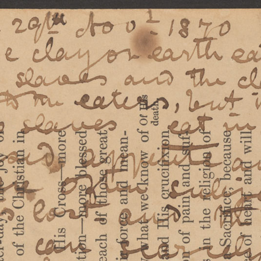 A processed spectral image of a page from the 1870 Field Diary (Livingstone 1870j:LXIII), detail. Copyright National Library of Scotland and, as relevant, Neil Imray Livingstone Wilson. Creative Commons Attribution-NonCommercial 3.0 Unported (https://creativecommons.org/licenses/by-nc/3.0/).