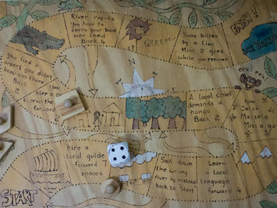 David Livingstone Centre: Children's activity based on 'Snakes & Ladders.' Copyright Angela Aliff. Image used by permission. May not be reproduced without the consent of the Scottish National Memorial to David Livingstone Trust.