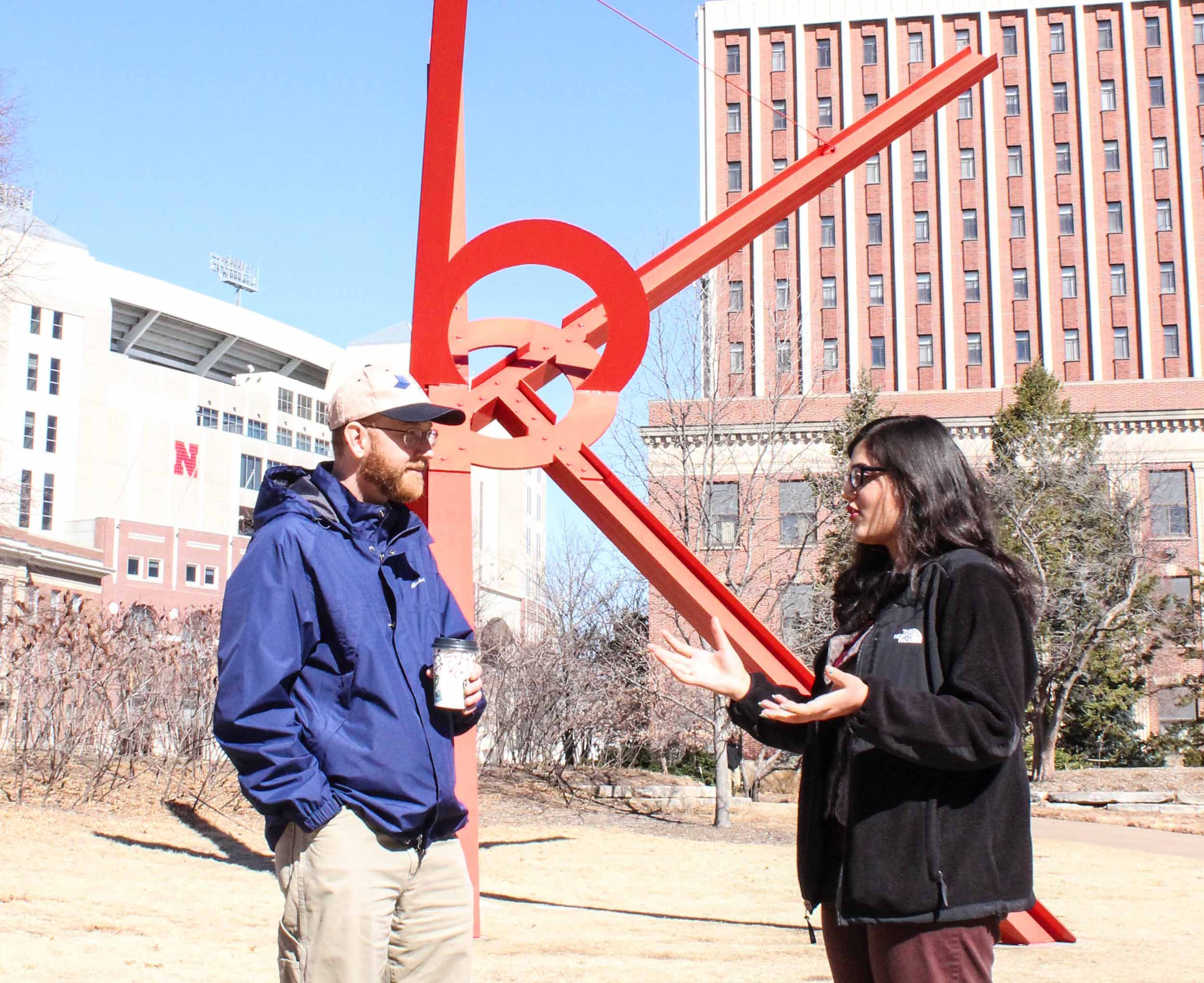 Adrian Wisnicki and Ashanka Kumari on the grounds of the University of Nebraska-Lincoln, 2014. Copyright Angela Aliff. Creative Commons Attribution-NonCommercial 3.0 Unported (https://creativecommons.org/licenses/by-nc/3.0/).