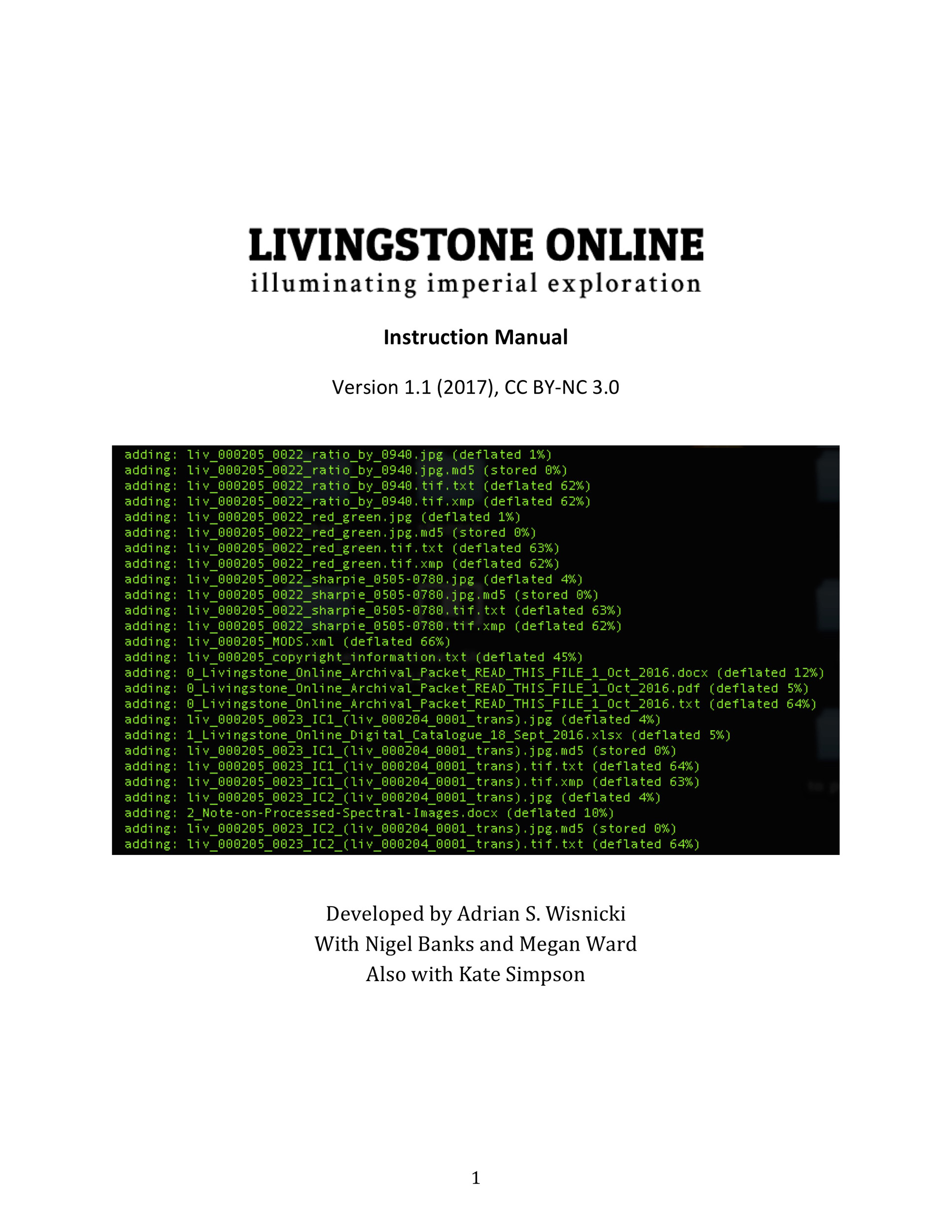 Livingstone Online Instruction Manual, cover. Copyright Livingstone Online. Creative Commons Attribution-NonCommercial 3.0 Unported (https://creativecommons.org/licenses/by-nc/3.0/).
