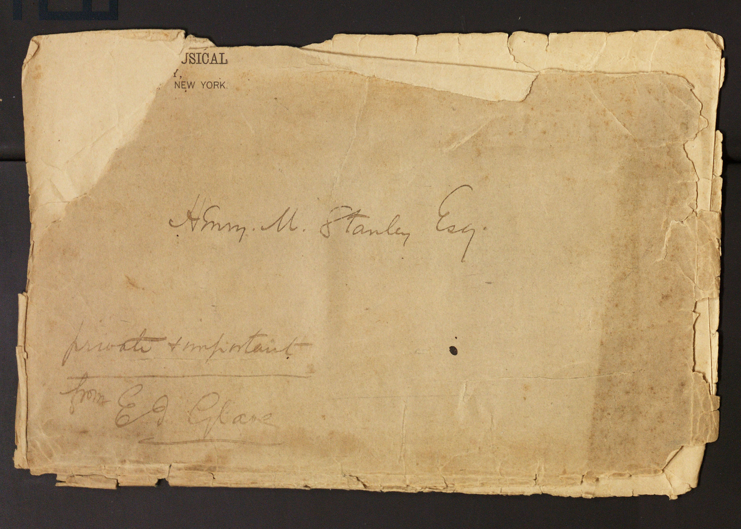 Envelope used to hold Saleh bin Osman and Edward J. Glave, Testimony, 12 November 1890. Copyright Smithsonian Libraries, Washington, D.C.