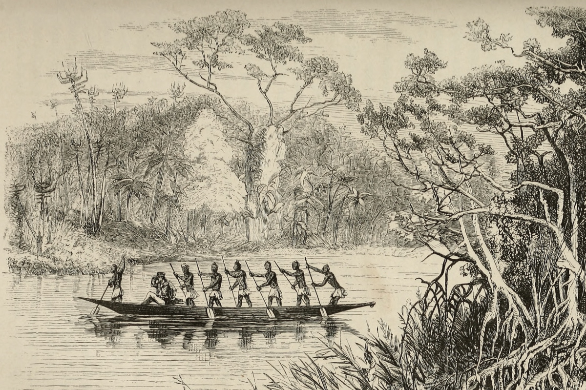 River Scenery on the West Coast. From a Sketch by Capt. H. Need, R. N. Illustration from Missionary Travels (Livingstone 1857aa:opposite 332), detail. Courtesy of the Internet Archive (https://archive.org/details/missionarytravel03livi).