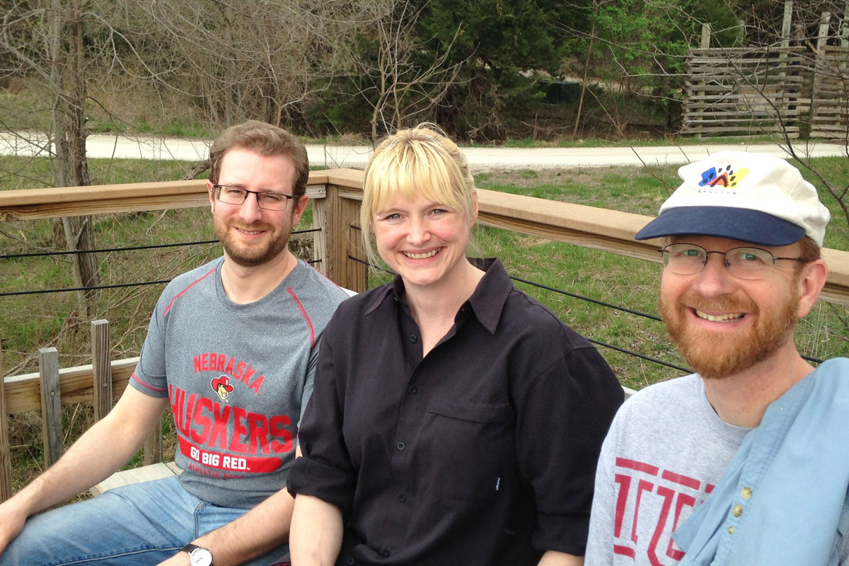 Justin D. Livingstone, Kate Simpson, and Adrian S. Wisnicki while visiting the Lee G. Simmons Conservation Park and Wildlife Safari in Ashland, Nebraska, 2017. Copyright Adrian S. Wisnicki. Creative Commons Attribution-NonCommercial 3.0 Unported (https://creativecommons.org/licenses/by-nc/3.0/).