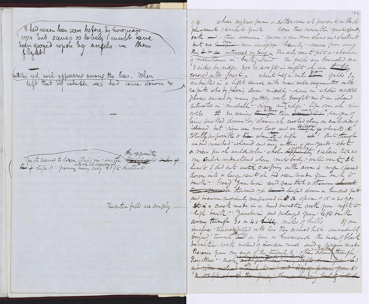 Image of two pages from the Missionary Travels manuscript (Livingstone 1857dd:[181]-[182]). Copyright National Library of Scotland and Dr. Neil Imray Livingstone Wilson (as relevant). Creative Commons Share-alike 2.5 UK: Scotland (https://creativecommons.org/licenses/by-nc-sa/2.5/scotland/).