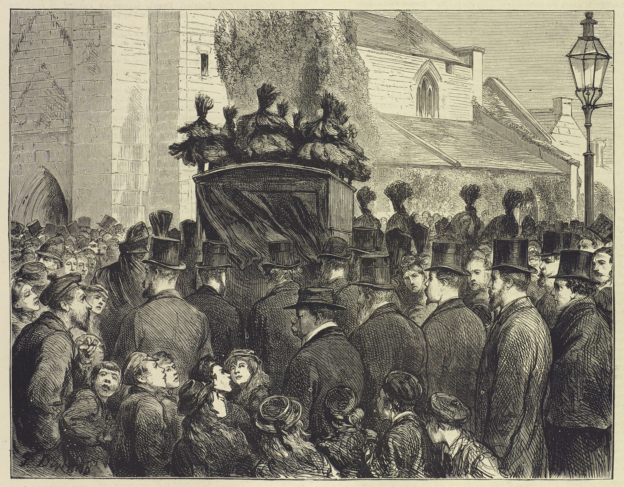 The Procession Passing Through the Streets of Southampton. Illustration from 'The Life and Labours of David Livingstone' (Stanley 1874:396). Copyright National Library of Scotland. Creative Commons Share-alike 2.5 UK: Scotland (https://creativecommons.org/licenses/by-nc-sa/2.5/scotland/).