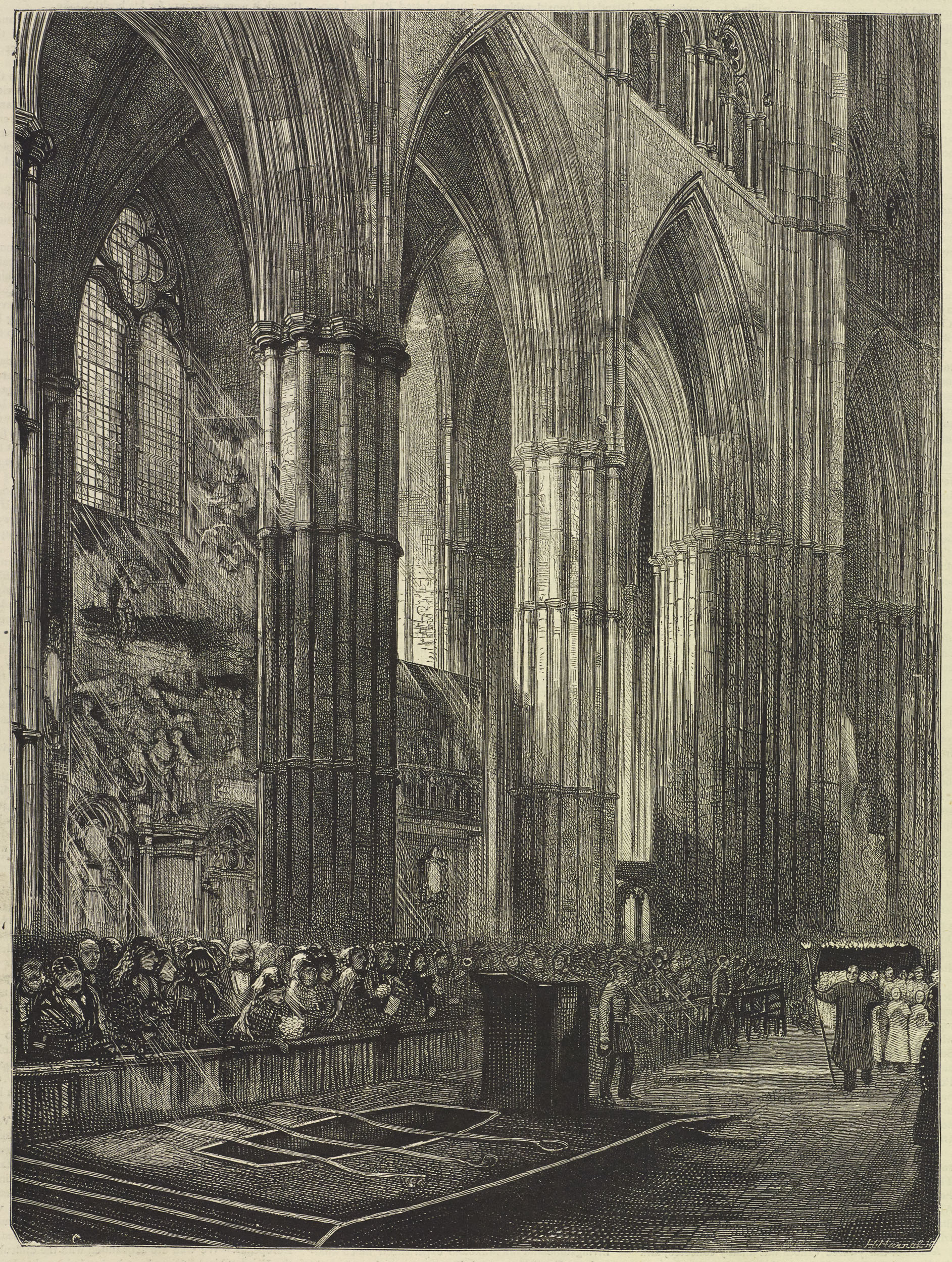 The Grave, Westminster Abbey. Illustration from Review of David Livingstone's Last Journals (Anon. 1874:400). Copyright National Library of Scotland. Creative Commons Share-alike 2.5 UK: Scotland (https://creativecommons.org/licenses/by-nc-sa/2.5/scotland/).