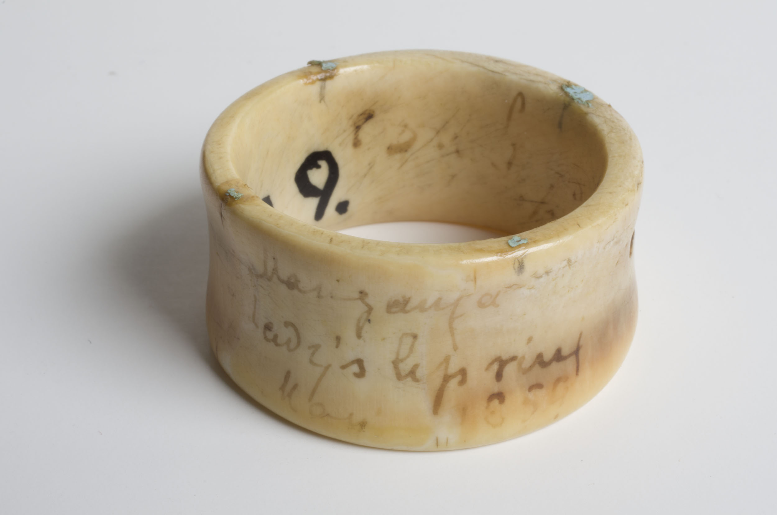 Ivory Lip Ring, May 1859, from the Maganja ethnic group in Africa, with an inscription from David Livingstone. Copyright David Livingstone Centre, Dr. Neil Imray Livingstone Wilson (as relevant), and Roddy Simpson. Creative Commons Attribution-NonCommercial 3.0 Unported (https://creativecommons.org/licenses/by-nc/3.0/)