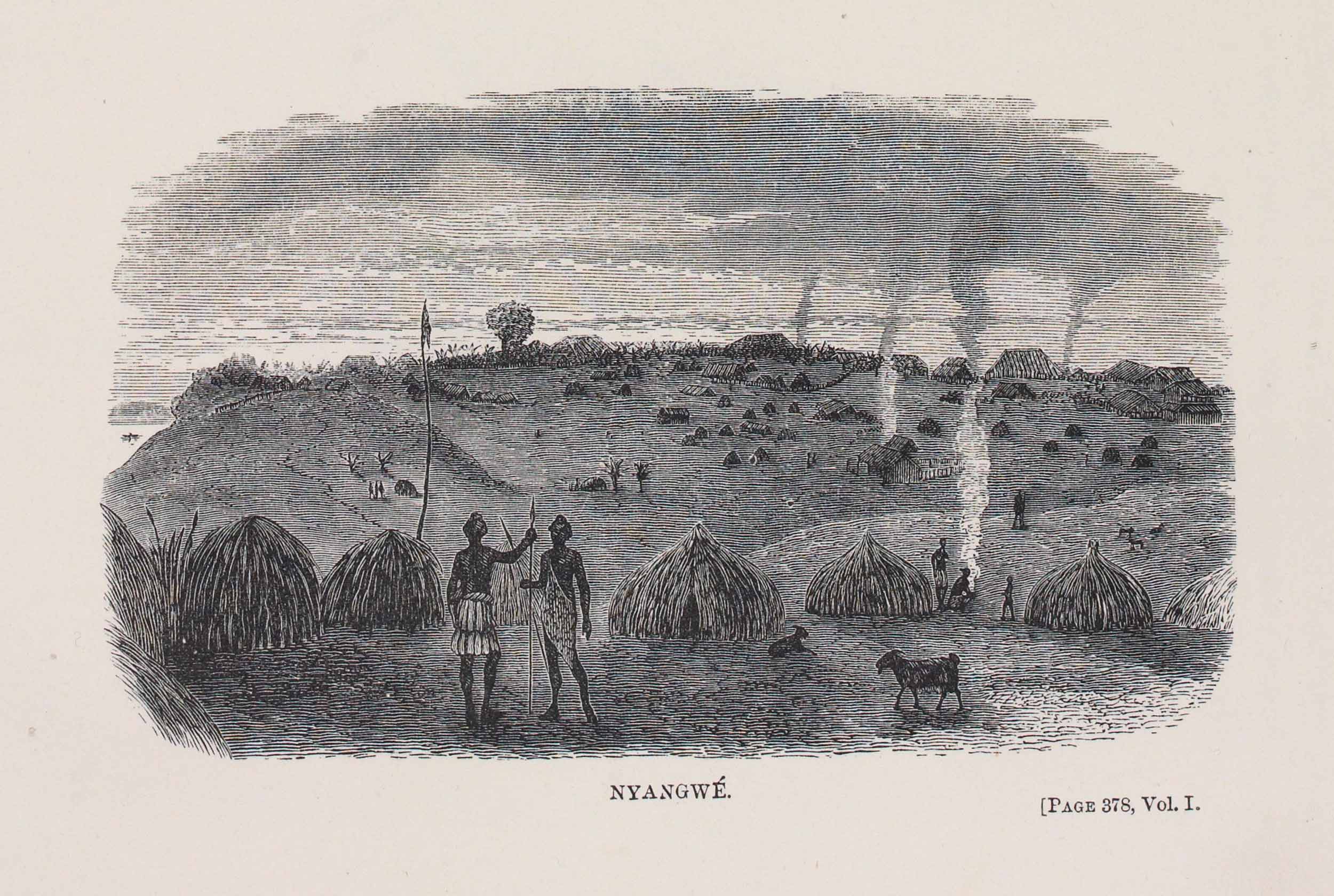 Nyangwe from Verney Lovett Cameron's Across Africa (1877,1:opposite 378).  Copyright National Library of Scotland. Creative Commons Share-alike 2.5 UK: Scotland (https://creativecommons.org/licenses/by-nc-sa/2.5/scotland/).
