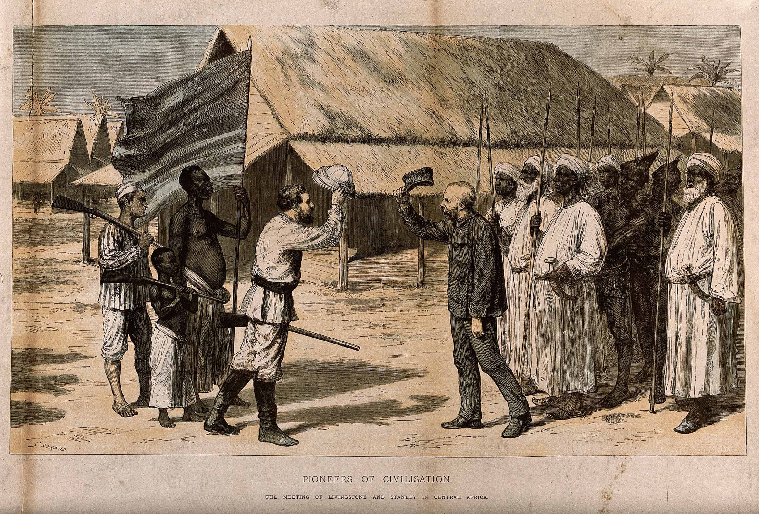 Pioneers of Civilization: The Meeting of Livingstone and Stanley in Central Africa. Copyright Wellcome Library, London. Creative Commons Attribution 4.0 International (https://creativecommons.org/licenses/by/4.0/).