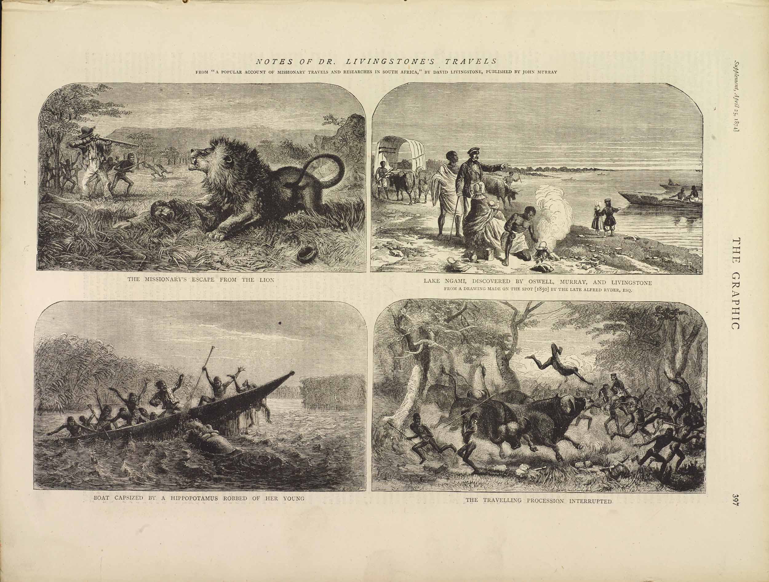 Missionary Travels Illustrations from The Life and Labours of David Livingstone, The Graphic, 25 April 1874, by Henry M. Stanley. Copyright National Library of Scotland.  Creative Commons Share-alike 2.5 UK: Scotland(https://creativecommons.org/licenses/by-nc-sa/2.5/scotland/).