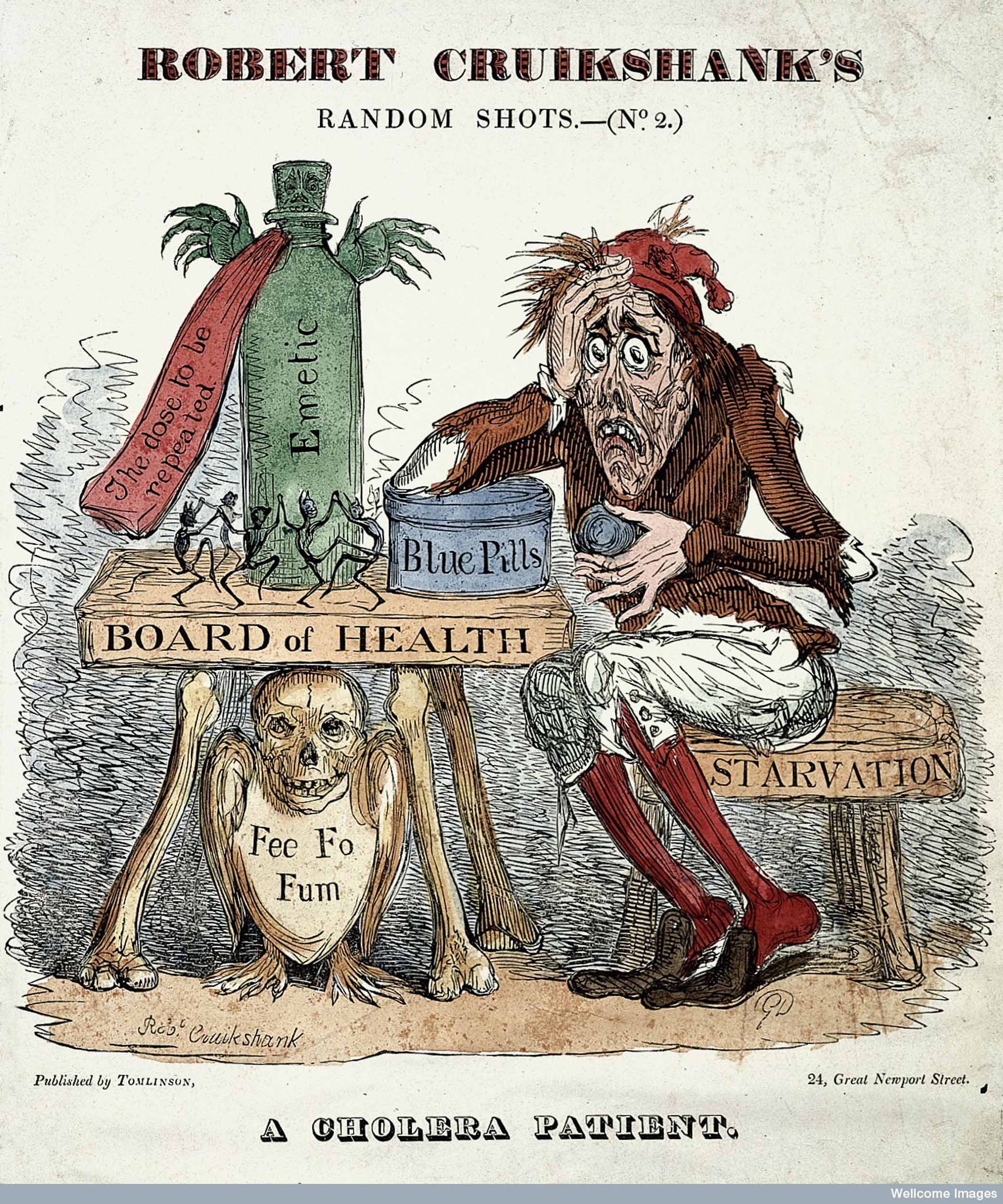 A cholera patient, by Robert Cruikshank. Copyright Wellcome Library, London. Creative Commons Attribution 4.0 International (https://creativecommons.org/licenses/by/4.0/).
