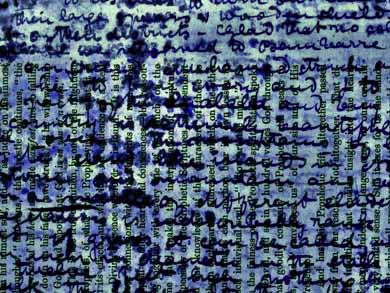 Processed spectral image of a page from Livingstone's 1870 Field Diary (Livingstone 1870i:XLIV spectral_ratio with hue rotated). Copyright David Livingstone Centre and Dr. Neil Imray Livingstone Wilson. CC BY-NC 3.0