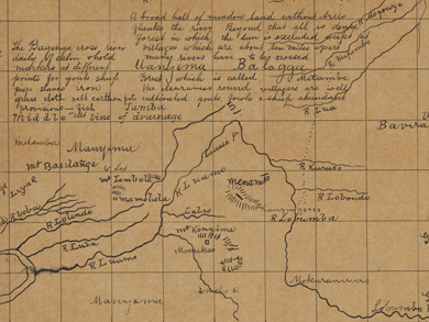 David Livingstone, Map of Central Africa, [c.1867-1873]. Copyright David Livingstone Centre, Dr. Neil Imray Livingstone Wilson, and, University of Glasgow Photographic Unit. CC BY-NC 3.0