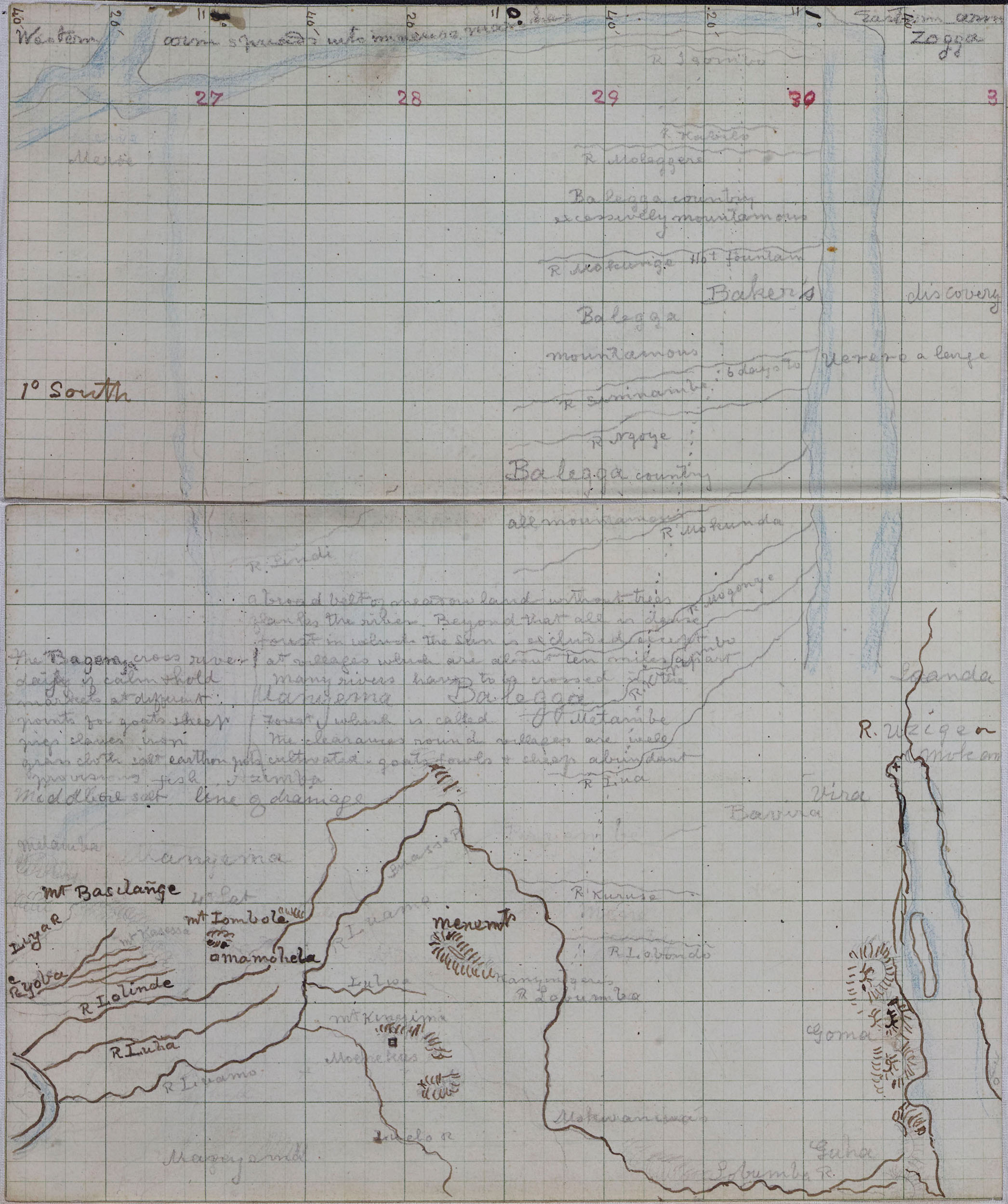 A segment of Livingstone's Map of Central African Lakes [1869], [1]. Copyright National Library of Scotland and, as relevant, Neil Imray Livingstone Wilson. Creative Commons Share-alike 2.5 UK: Scotland (https://creativecommons.org/licenses/by-nc-sa/2.5/scotland/).