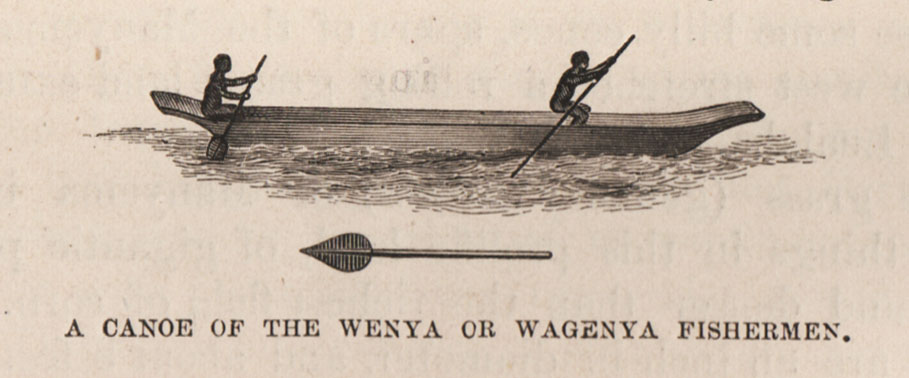 A Canoe of the Wenya or Wagenya Fisherman. Illustration from Stanley's Through the Dark Continent (1878,2:116). Courtesy of Indiana University of Pennsylvania Library.