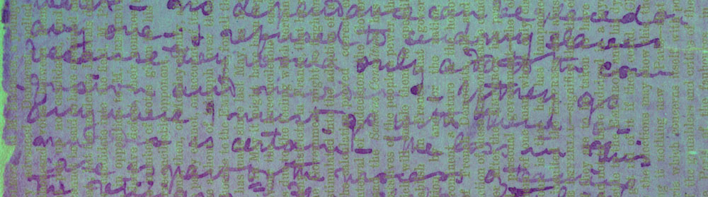 A processed spectral image of a page of the 1871 Field Diary (Livingstone 1871f:CXXIII pcar621r_pcolor), detail. Copyright David Livingstone Centre, Blantyre. As relevant, copyright Dr. Neil Imray Livingstone Wilson. Creative Commons Attribution-NonCommercial 3.0 Unported (https://creativecommons.org/licenses/by-nc/3.0/).