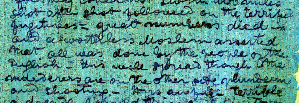 A processed spectral image of a page of the 1871 Field Diary (Livingstone 1871f:CXLVI spectral_ratio), detail. Copyright David Livingstone Centre, Blantyre. As relevant, copyright Dr. Neil Imray Livingstone Wilson. Creative Commons Attribution-NonCommercial 3.0 Unported (https://creativecommons.org/licenses/by-nc/3.0/).