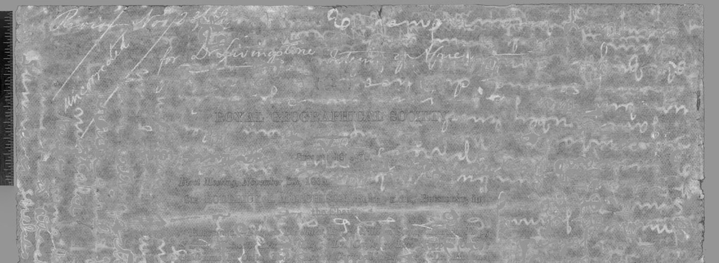 A processed spectral image of a page of the Letter from Bambarre (Livingstone 1871c:[1] sharpie), detail. Copyright Peter and Nejma Beard. Creative Commons Attribution-NonCommercial 3.0 Unported (https://creativecommons.org/licenses/by-nc/3.0/).