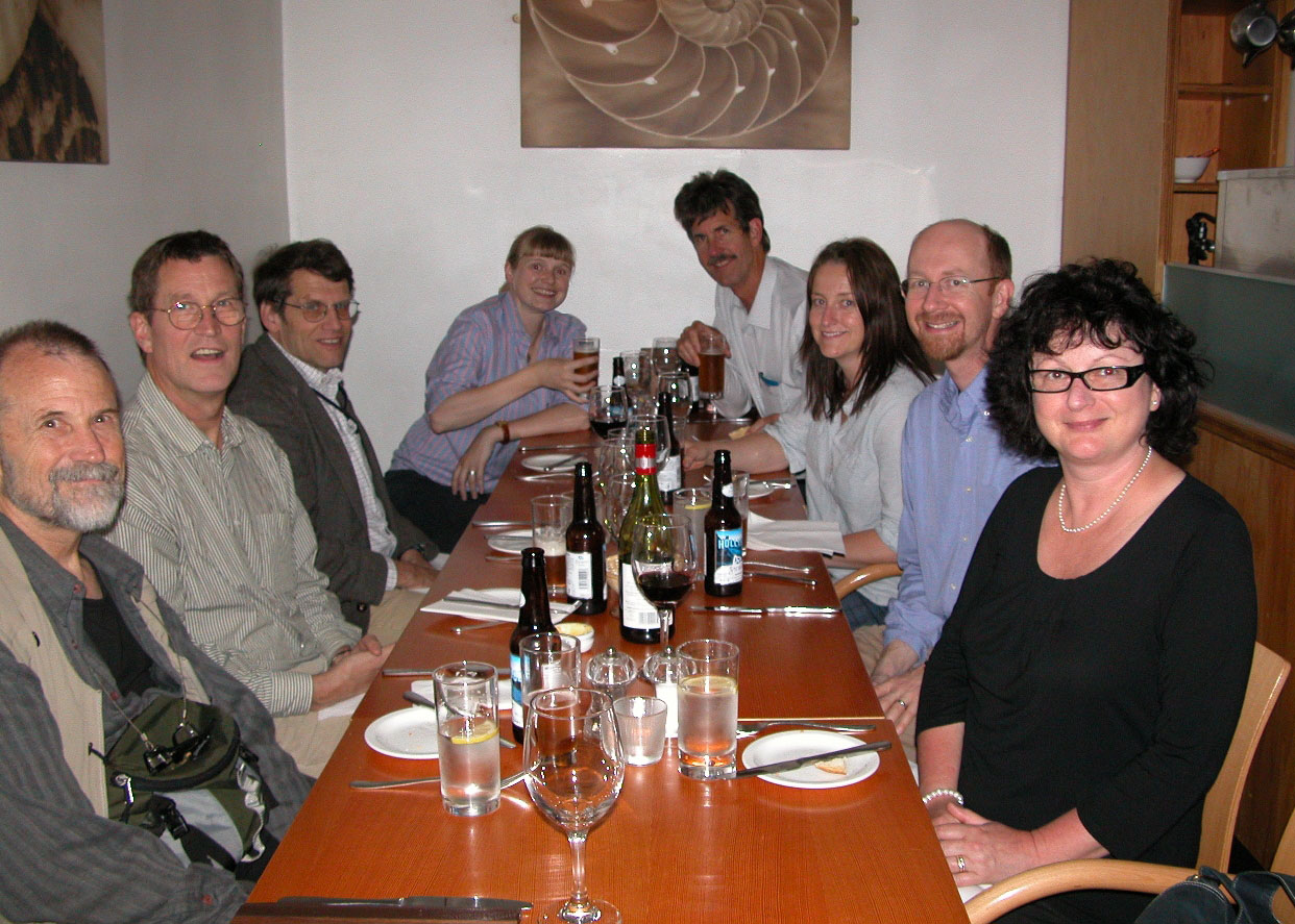 Members of the Livingstone Spectral Imaging Project team  (Ken Boydston, Bill Christens-Barry, Roger L. Easton, Jr., Kate Simpson, Michael B. Toth, Alison Metcalfe, Adrian S. Wisnicki, Debbie Harrison) celebrate the end of the spectral imaging of the 1871 Field Diary, Edinburgh, 2010. Copyright Livingstone Spectral Imaging Project team. Creative Commons Attribution-NonCommercial 3.0 Unported (https://creativecommons.org/licenses/by-nc/3.0/).