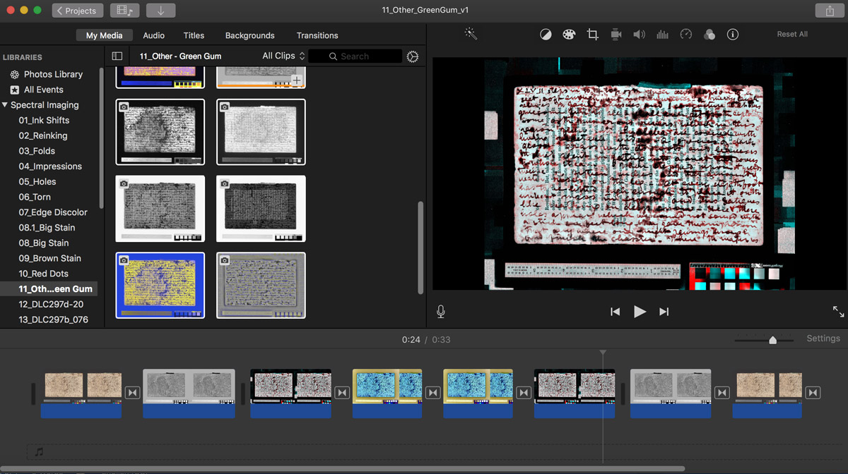 Screen shot of Ashanka Kumari's computer with 1870 Field Diary images arranged in iMovie. Copyright Ashanka Kumari. Creative Commons Attribution-NonCommercial 3.0 Unported (https://creativecommons.org/licenses/by-nc/3.0/).