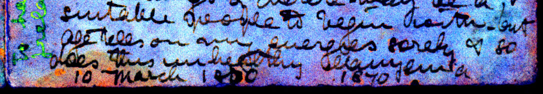 A spectral image of a page of the 10 March 1870 'Retrospect' (Livingstone 1870a:[7] ICA_pseudo_1), detail. Copyright National Library of Scotland. Creative Commons Attribution-NonCommercial 3.0 Unported (https://creativecommons.org/licenses/by-nc/3.0/).