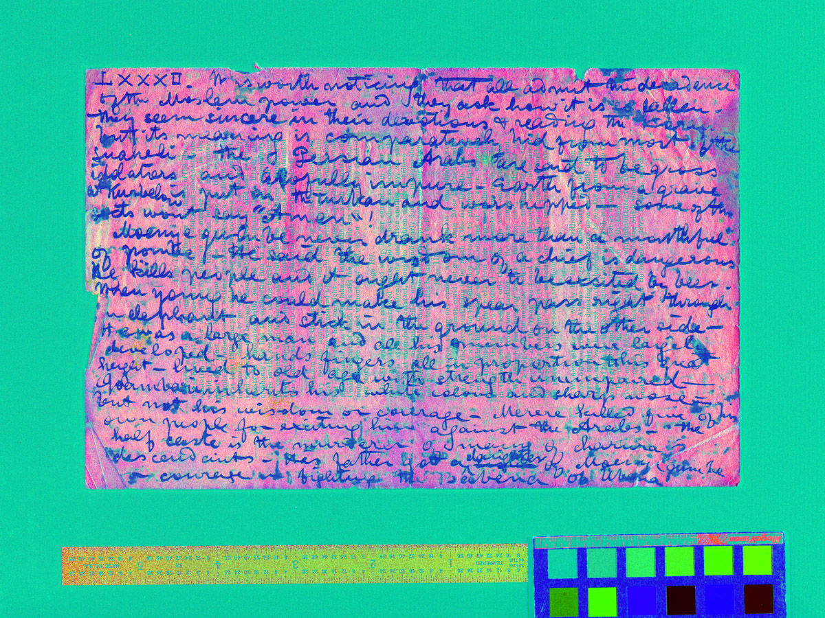 A processed spectral image of a page from the 1870 Field Diary (Livingstone 1871b:LXXXII PCA_pseudo_34). Copyright National Library of Scotland and, as relevant, Neil Imray Livingstone Wilson. Creative Commons Attribution-NonCommercial 3.0 Unported (https://creativecommons.org/licenses/by-nc/3.0/).